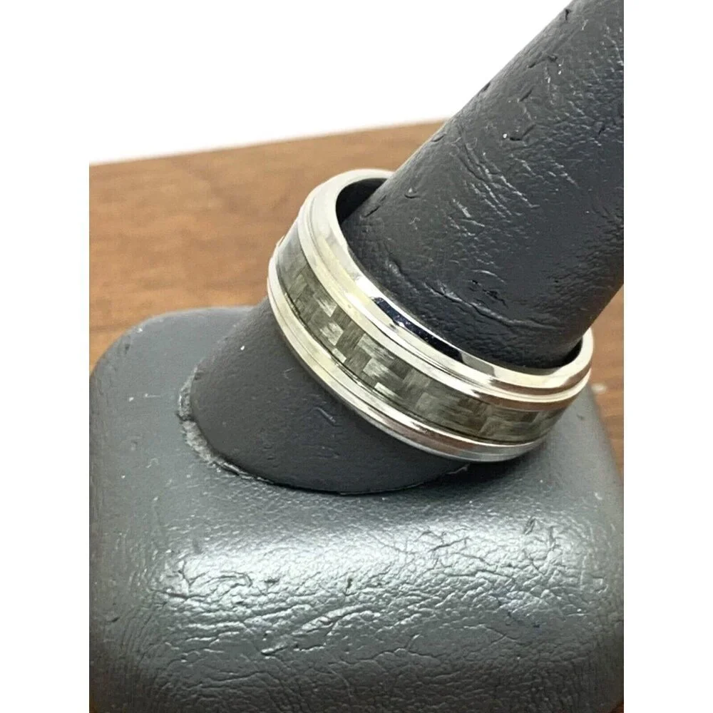 Men's Wedding Band Cobalt Chrome Benchmark Gray Silver 9mm Wide Ring Size 11